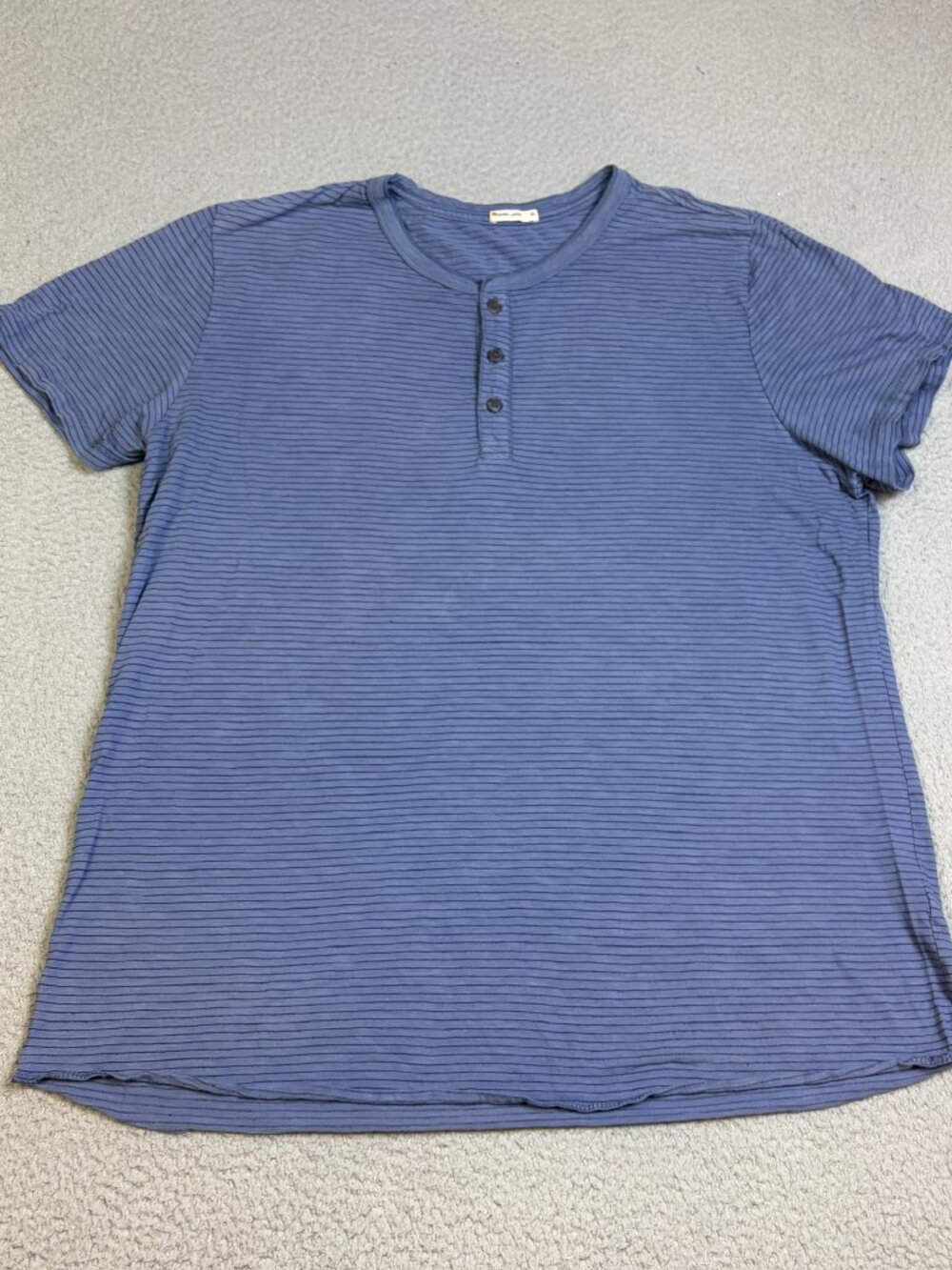 Marine Layer Henley Mens Size XL Blue Stripes Short Sleeve Casual Buttons